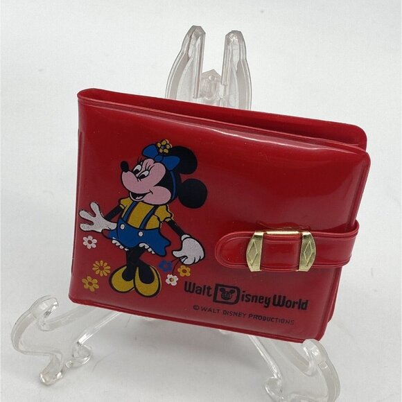 Vtg Walt Disney Productions Wallet Red Children’s‎ Minnie Mouse Plastic 70s 80s - Picture 1 of 10
